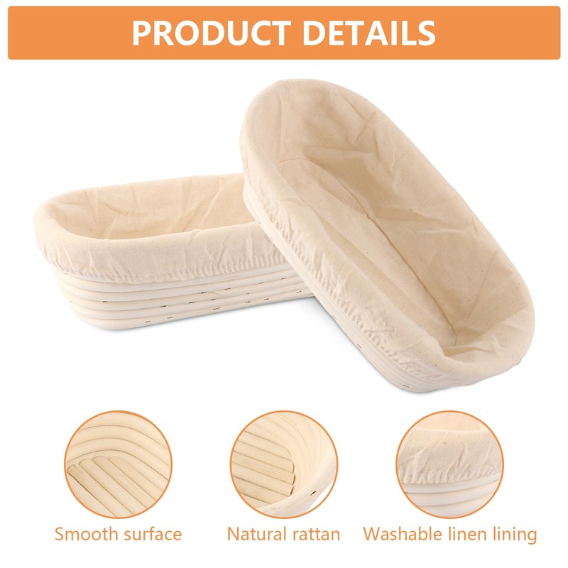 LOPYXBR Set of 2 Oval Proofing Baskets 28 cm for
