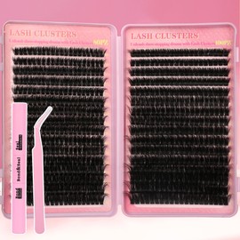Gmagictobo Lash Clusters Fluffy 80D 100D C Curl Lash Clusters Kit DIY Lash Extension Kit 640Pcs 10-18MM Individual Lashes Clusters Eyelash Extensions with Lash Bond and Seal Lash Tweezers