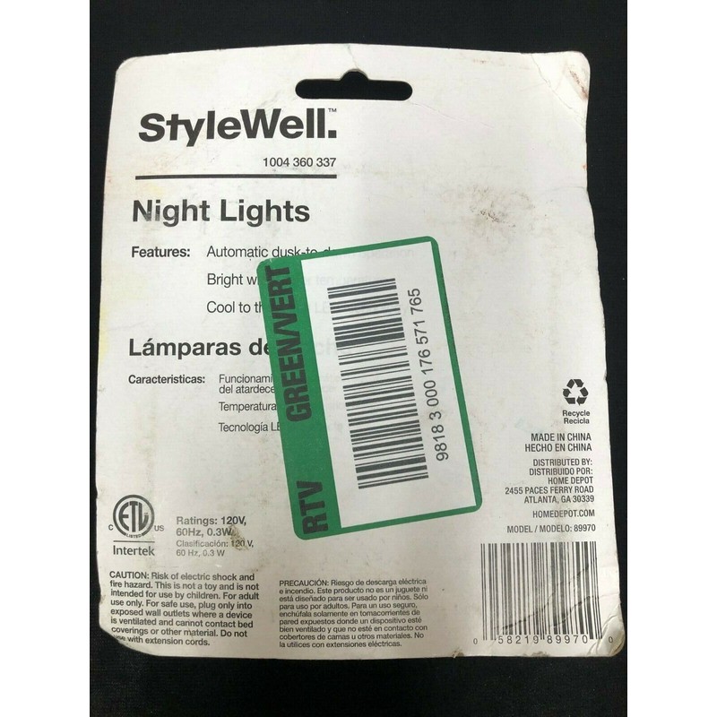 StyleWell Night Lights Dusk to Dawn 2 Pack, Bright White
