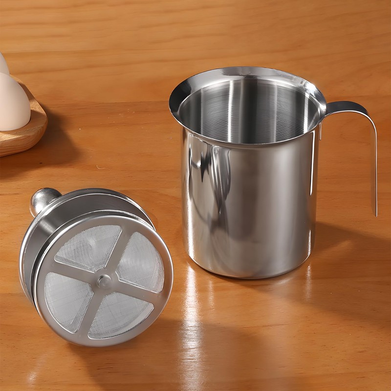 Manual Milk Frother, 27oz Stainless Steel Hand Pump Milk Frother