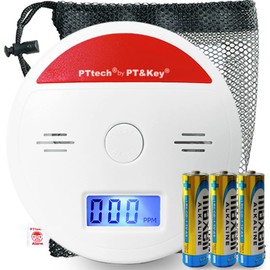 PTTech Carbon Monoxide Checker for Camping, Sleeping in Car, Disaster Preparedness Product, Japanese Corporation and Public Organization Model with Carefully Illustrated Instructions Included (Akamaru)