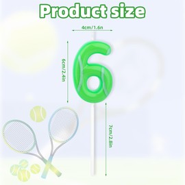 Tennis Geburtstagskerze, Grüne Zahlenkerze Tortenaufsatz Sport Mottoparty Kuchendekoration für Party Dekoration mit Tennisball Thema (6)