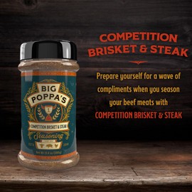Big Poppa's Competition Brisket & Steak Seasoning – Unleash the Flavor of Your Beef Recipes with our Mouth-Watering Brisket Rub - Use it for Beef Brisket, Beefsteak, and Even Hamburgers! (13.4 Oz)