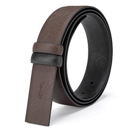 Vatee's Reversible Genuine Leather Belts without Buckle For Men Replacement Belt Strap 34mm Wide 110cm Long Brown & Black