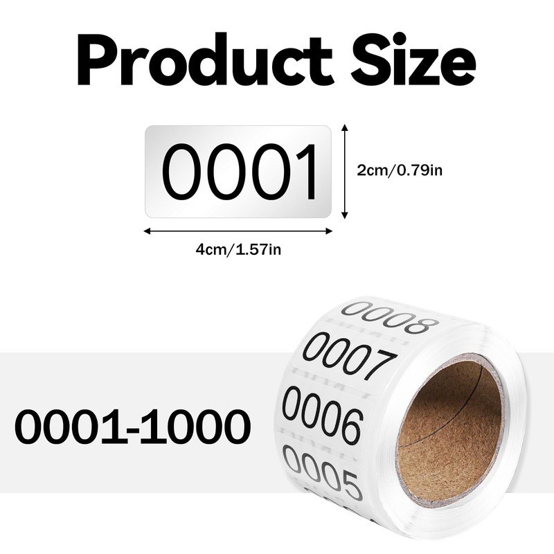 Consecutively Numbered Labels Number Roll Stickers 1-1000 Inventory Self-Adhesive Labels