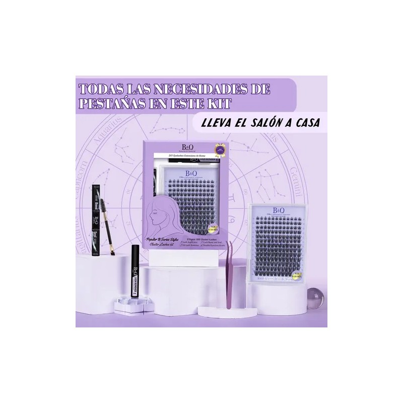 Kit de Extensiones de Pestañas Negras Curvatura D para Aplicación