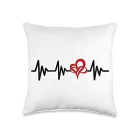 Infinity Heart Gift Ideas Red Heart Heartbeat with Infinity Symbol Throw Pillow, 16x16, Multicolor