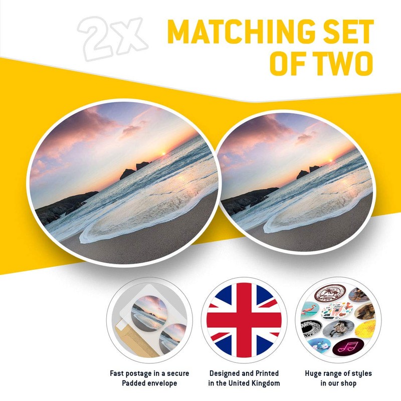 Vinyl Stickers (Set of 2) 7.5cm - Holywell Bay Newquay