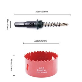 Laiwei Bi-Metal Hole Saw Drill Bit HSS Hole Cutter with Mandrel for Wood and Metal (75 mm)