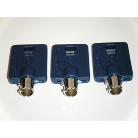 New Elevator Fire Service Keys FEO-K1 - KONE K1 Three Keys with HPC Brand with Blue Key Caps Easy Identification and Handling Chicago Brand Key Cap 2 Keys