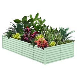 GarveeLife Raised Garden Beds Outdoor, 8x4x2 FT Galvanized Raised Garden Bed for Gardening, Rectangular Metal Planter Box for Planting Plants Vegetables and Flower, Green