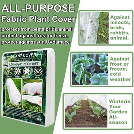 Plant Covers Freeze Protection, Antifrost Cover 7ft×10ft Reusable Rectangle Frost Protection Floating Row Cover Plant Blanket Garden Winterize Cover for Cold Weather Snow