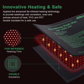 JCBritw Seedling Heat Mat with Self-Adjusting Digital Dual Display Temperature Controller Thermostat, 10"x20.75" Waterproof Plant Heating Pad for Germination Brewing Breeding and Greenhouses
