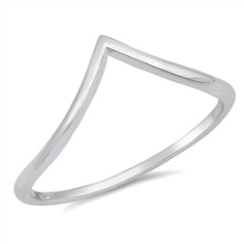 Thin Pointed Chevron Thumb High Polish Ring .925 Sterling Silver Band Size 2