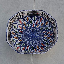 Bakir Octagonal Dish Length 25 cm Blue