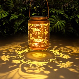 YISITEONE Frog Outdoor Solar Lanterns, Garden Waterproof Metal Hanging Decor Lights for Patio Yard Pathway Lawn Front Porch, Birthday Gardening Gifts for Women Mom Grandma