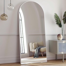 Prywot Full Length Mirror 70" x 26" Arched Floor Mirror Wall Hanging Mounted Mirrors Full Body Mirrors with Stand Simple Home Decor for Bedroom, Dressing Room, White