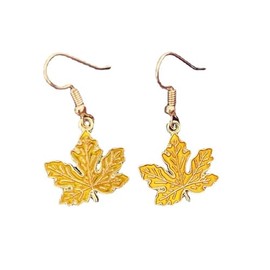Fall Maple Leaf Earrings for Women Unique Dainty Colorful Red Autumn Tree Leaves Plant Enamel Geometric Lightweight Dangle Drop Earrings for Thanksgiving Christmas Party Holiday Jewelry Gifts (Yellow leaf earring)