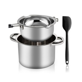 Double Boiler Pot Set,1200ML Double Boiler for Chocolate Melting, 2800ML 304 Stainless Steel Pot With Silicone Spatula for Melting Chocolate, Candy, Candle, Soap, Wax