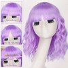 AISI HAIR Light Purple Synthetic Wavy Curly Bob Wig with
