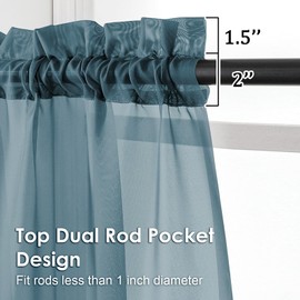 OVZME 2 Pieces Dusty Blue Sheer Curtains 84 inches Long-Lightweight Soft Window Treatment Panels for Master Room/Living Room, 2 Panels=84" W, Each W42 x L84