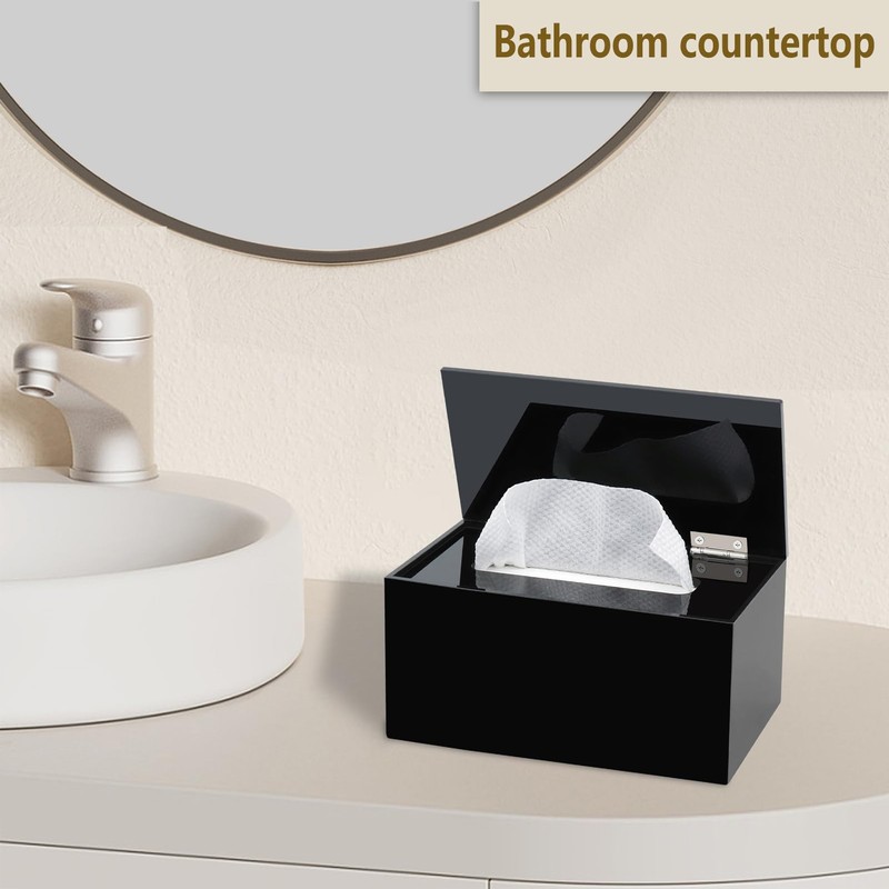 Wipes Holder Container Refillable, Acrylic Dispenser Box for Disposable Wipes,