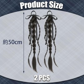 LvYiLinggg Hair Extensions, Elastic, Braid, Ribbon, Hair Extensions, Hair Extensions, Set of 2, Black Brown, Natural, One Touch, Easy Installation, Heat Resistant, For Kids, Adults, Ironing