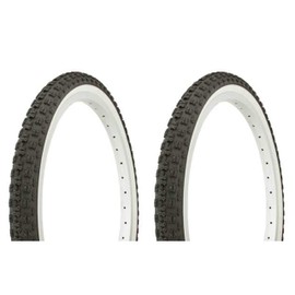 Lowrider 20" x 1.75" Black/White Side Wall Bike Tires, 2 Tires per Pack, Clincher, 35 PSI, Grooved Tread