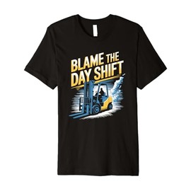 Blame The Day Shift, Forklifter Forklift Truck Operator Premium T-Shirt