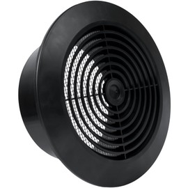 Vent Systems 5'' Inch - Black - Plastic - Dismantable Ceiling Grille - Round Air Vent Louver - Grill Cover - Nylon Screen - HVAC Vents for Bathroom, Home Office, Kitchen