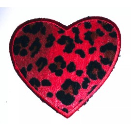 Unbranded Red Leopard Heart Plush Faux Fur Iron On Patch applique rockabilly punk - 9