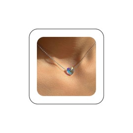 Cimenexe Bohemian Crystal Heart Choker Necklace Silver Heart Pendant Necklace Rhinestone Heart Collar Necklace Minimalist CZ Heart Chain Necklace Jewellery for Women, Zinc, No Gemstone