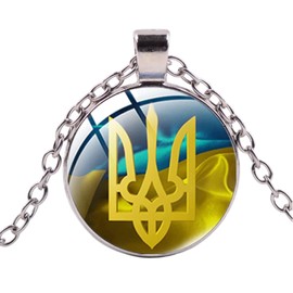 N-Made Beautifull Ukraine Necklace - Ukraine Trident - Ukraine Jewelry - Ukrainian Jewelry - Ukrainian Flag Trident Pendant Necklaces for Women's Men, Patriotic Gift, Birthday Gifts