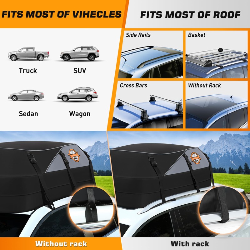 Sailnovo Rooftop Cargo Carrier, 20 Cubic Feet Waterproof Vehicle Soft-Shell
