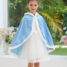 Familycrazy Princess Hooded Cape Cloaks Costume for Girls Dress Up Halloween Christmas Carnival Cosplay