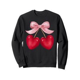 Coquette Pink Bow Cute Cherry Heart Valentine Love Sweatshirt