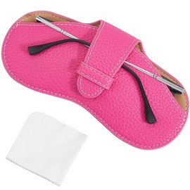 CREATCABIN Slim Glasses Case Portable Leather Sunglasses Case Soft Lightweight Eyeglass Spectacle Cases Pouch Bag Travel Protective Cover Gift for Women Men Holiday Vacation 6.9x3.4 Inch Camellia