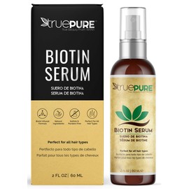 Biotin Hair Growth Serum Spray - For Men & Women With Fine, Thinning Hair - Fragrance Free & Sulfate Free DHT Blocking Hair & Beard Growth Formula, 2oz by TruePure