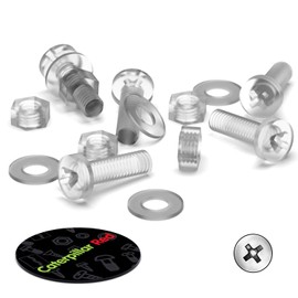 60 x Transparent Clear Plastic Acrylic, Pan Head, M3 x 10mm Nuts & Bolts, Washers -Acrylic Plastic Screws, (1/8 x 25/64 in)