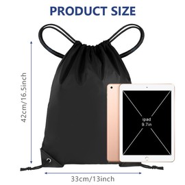 flintronic 1PC Drawstring Bags, Drawstring Backpack Bags for Gym Sport Sack, Large PE Bag, String Backpacks for Beach, Travel, Swimming, Holiday-(Black)