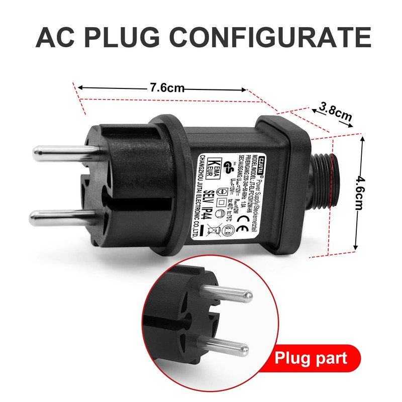 CZJUTAI LED Trafo IP44 Netzteil für Weihnachtsbeleuchtung mit Stecker -