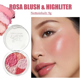 Highlighter Blush Powder, Shimmer Rouge Puder Highlighter Palette, Hochpigmentiert Rouge Makeup, Wasserfest & Schweißfest Highlighter Blush mit Ultra Schimmernden Finish, Weicher & Strahlender Effekt