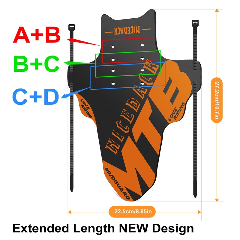 NICEDACK Mudguards Mountain Bike, 2 Pieces Mudguard Fit 20-29 Inch