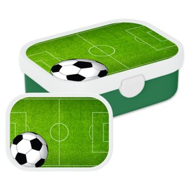 Mepal Lunch Box for Children - Bento Lunch Box - Football - Lunch Box with Bento Compartment & Fork - Meal Prep Box Clip Closure - BPA Free & Dishwasher Safe - 750 ml - Football Field