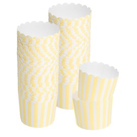 sourcing map 50pcs Cupcake Wrappers for Wedding, Paper Baking Cups and Muffins Liners for Birthday Wedding Party Supplies (Yellow and White)