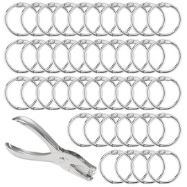 40 Pcs Loose Leaf Binder Rings with 1 Hole Punch Index Card Rings Book Rings Metal Binder Rings for School Home or Office