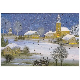 Unbekannt Advent Calendar Cards Set of 5 Nostalgia Christmas Greeting Cards Gold Embossing Art Card Christmas Greeting Retro Naive