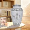 Cremation Urns for Women, White Engraved Cross Large Funeral Urn
