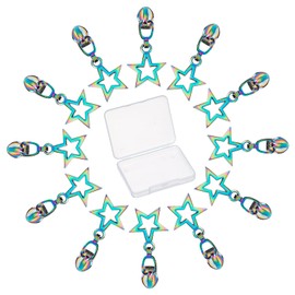 GORGECRAFT 1 Box 12PCS Rainbow Zipper Pulls #3 Star Sliders Auto Lock Zipper Pull Colorful Metal Replacement Repair Kit Bulk Teeth Zipper Head for DIY Sewing Tailor Craft Bags Clothing