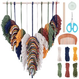 FREEBLOSS Macrame Feather Kit Handmade Macrame Leaf Wall Hanging Kit Woven Leaf Wall Hanging Macrame Kits for Adults Beginners Boho Macrame Wall Decor Macrame Feather DIY Craft Kit